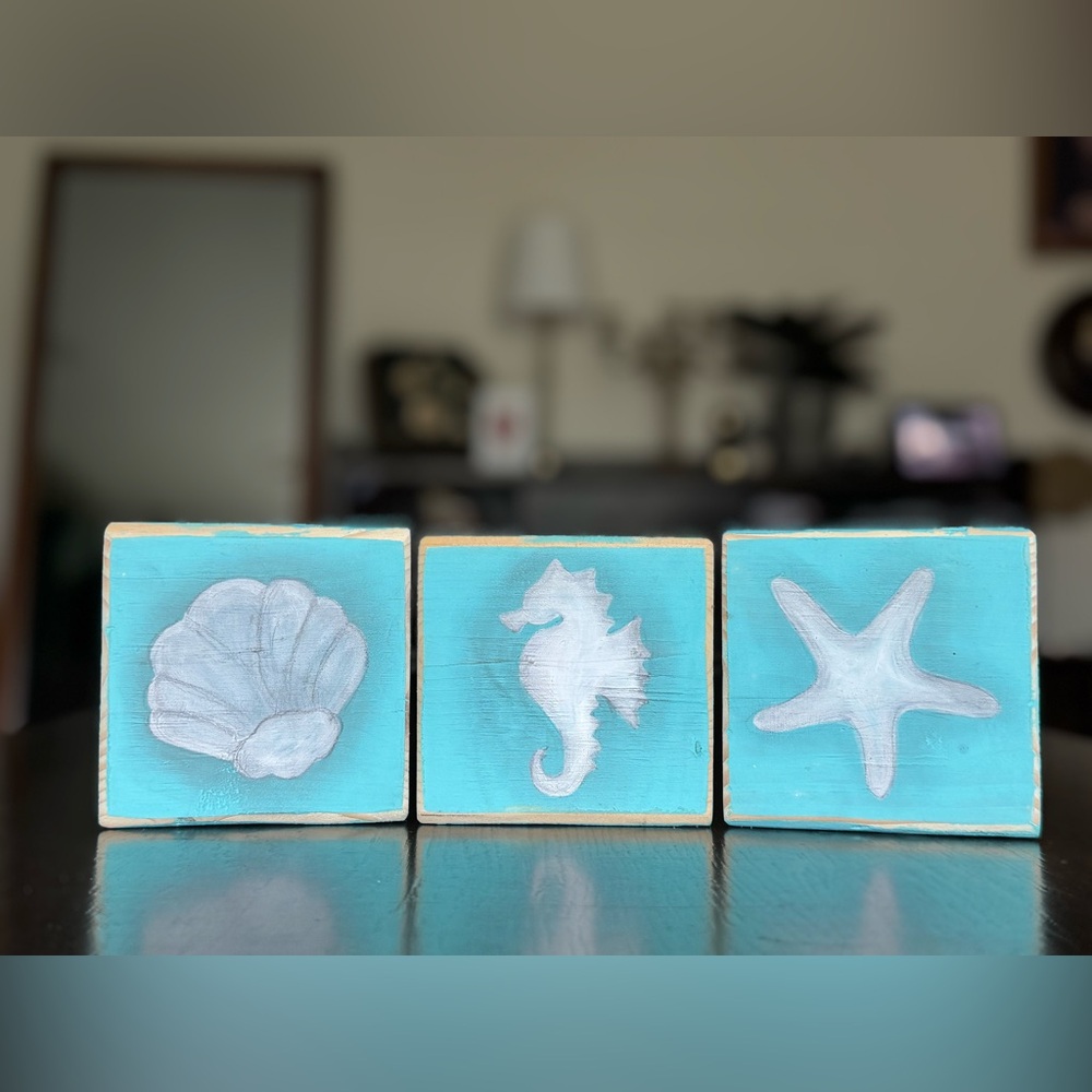 Coastal Decor Blocks with Sea Life Design